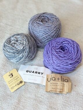 indie lux silver purple yarn set - bulky wool baby alpaca, cashmere, silk 302g